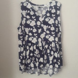 Ellos Navy blue/white sleeveless top size 22